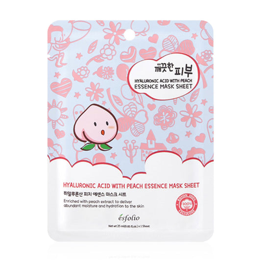 Esfolio Pure Skin Hyaluronic Acid With Peach Essence Mask Sheet 25ml
