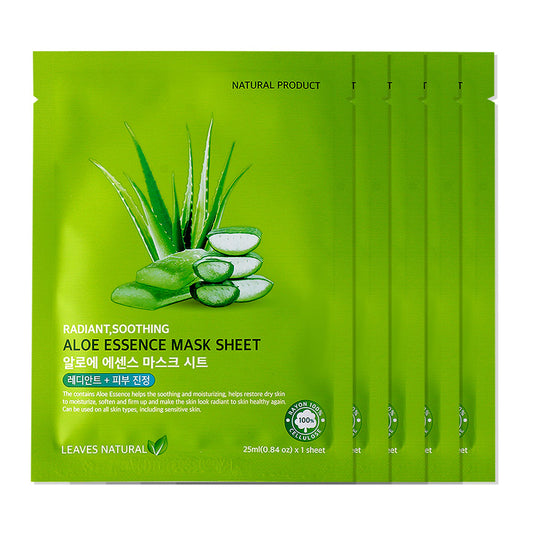 Leaves Natural Aloe Essence Mask Sheet [25ml (Pack of 5)