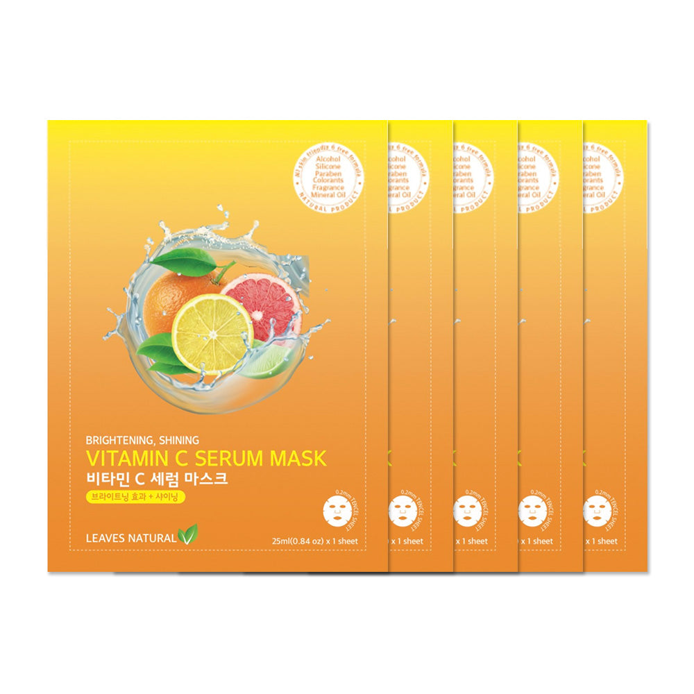 Leaves Natural Vitamin C Serum Mask [25ml (Pack of 5)