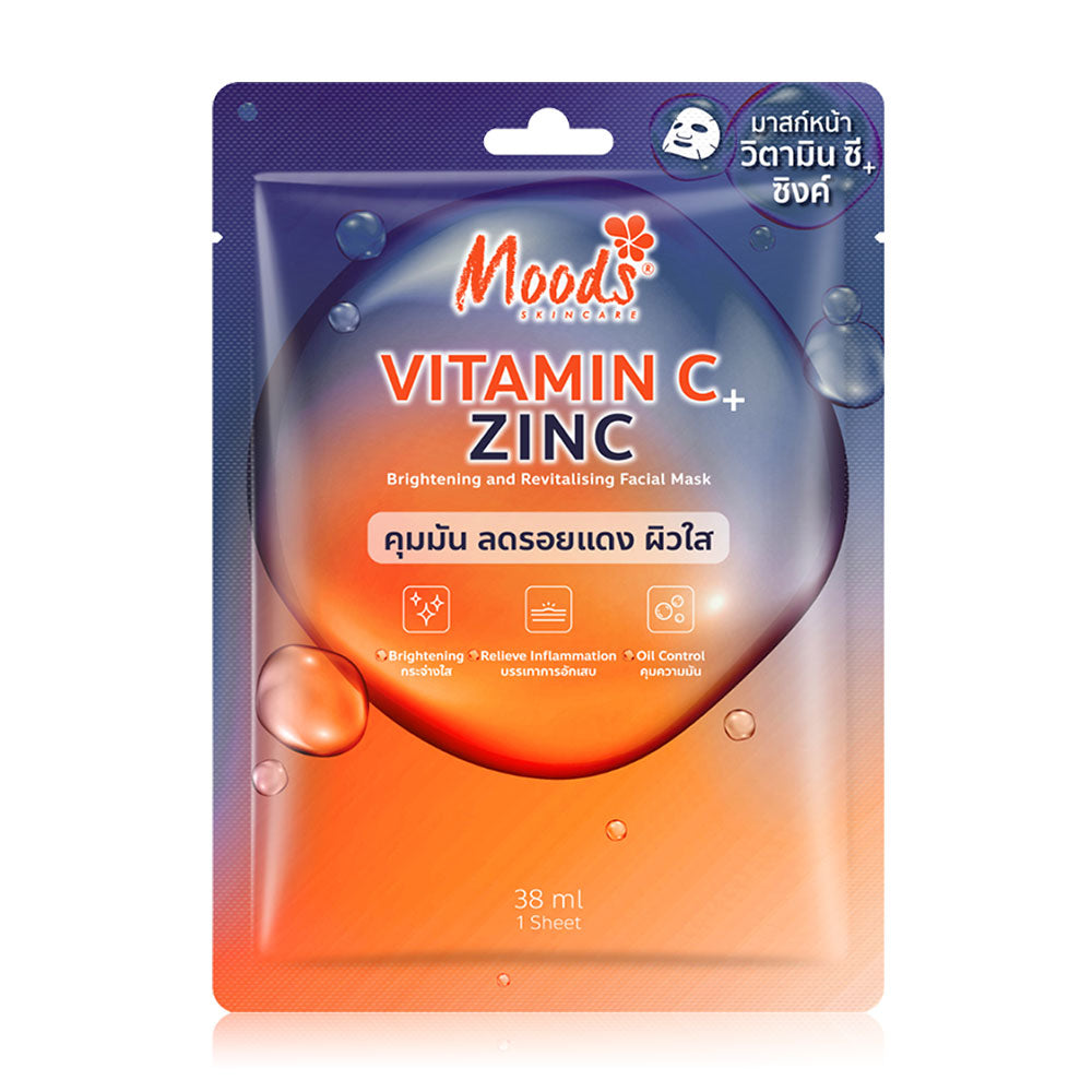 Moods Skin Care Vitamin C + Zinc Brightening And Revitalizing Facial Mask 38ml