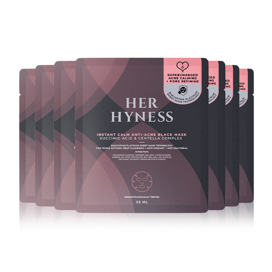 HER HYNESS Instant Calm Anti-Acne Black Mask [25ml (Pack of 7)