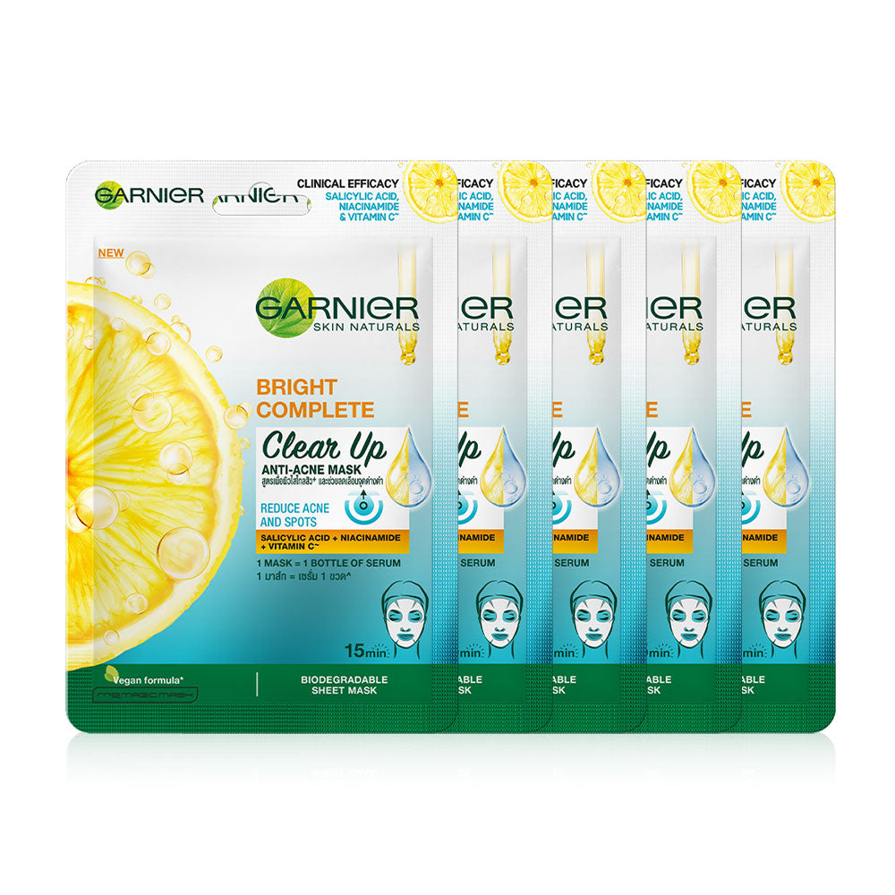 Garnier Skin Naturals Bright Complete Clear Up Anti-Acne Mask [23g (Pack of 5)
