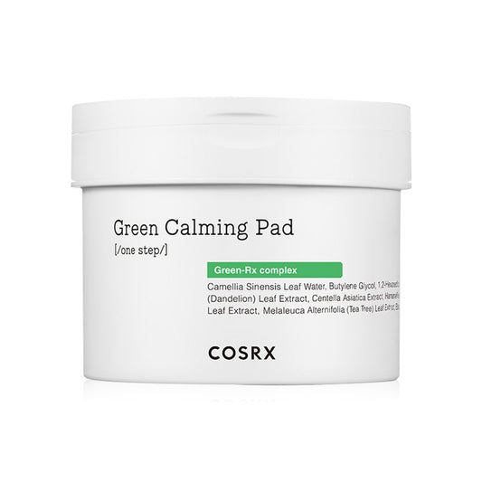 COSRX Green Calming Pad 70 Pads, a skin-protecting hero with sheet toner from COSRX. Soothes sensitive and easily irritated skin with the Green-Rx formula and PHA to gently remove residue.