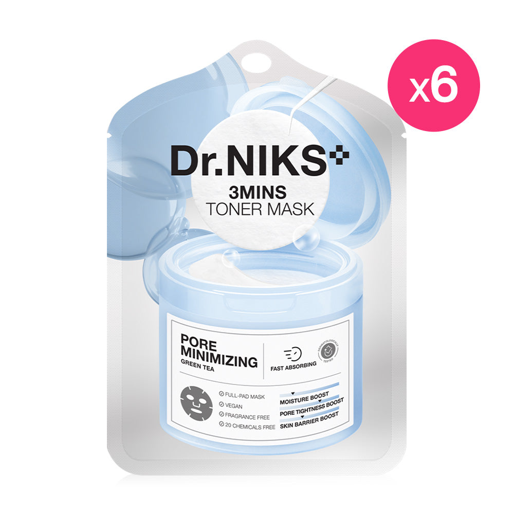 Dr.NIKS 3 Mins Toner Mask Pore Minimizing [20ml (Pack of 6)