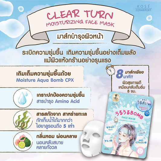CLEAR TURN Moisturizing Face Mask 168ml (Pack of 7)