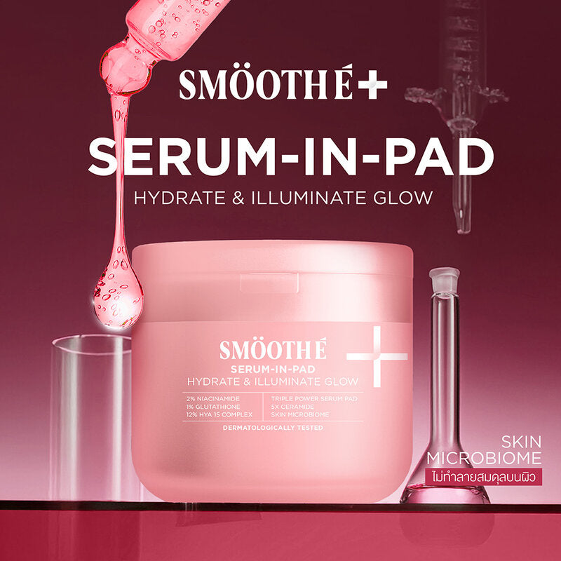 Smooth E Serum-In-Pad Hydrate & Illuminate Glow 50 Pads, a concentrated vitamin serum pad from Smooth E that helps replenish moisture and restore skin to be smooth, plump, and radiant.