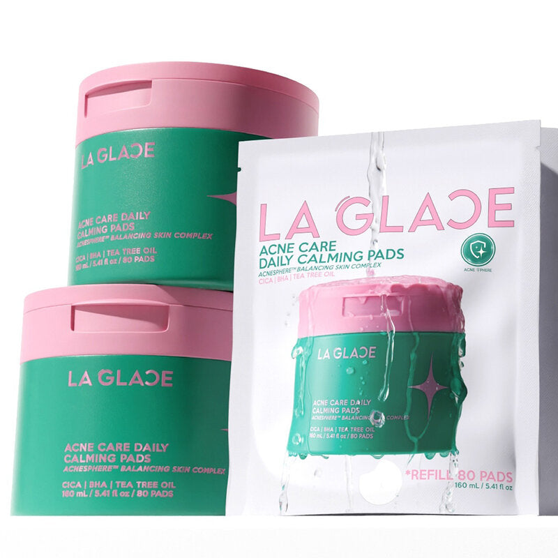 LA GLACE Acne Care Daily Calming Pads Acnesphere Balancing Skin Complex Refill Size 160ml (Pack of 80)