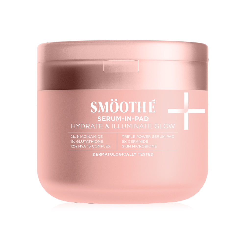 Smooth E Serum-In-Pad Hydrate & Illuminate Glow 50 Pads, a concentrated vitamin serum pad from Smooth E that helps replenish moisture and restore skin to be smooth, plump, and radiant.