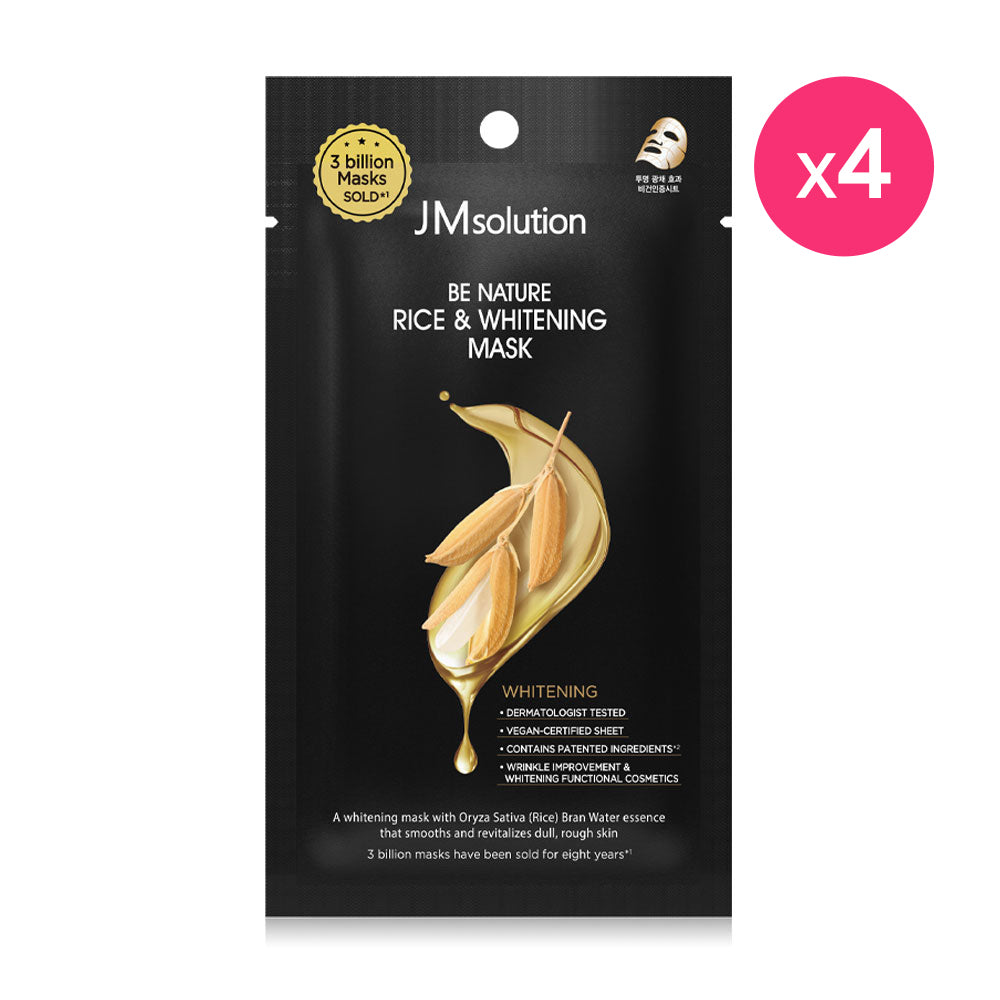 JM Solution Be Nature Rice & Whitening Mask [24ml (Pack of 4)