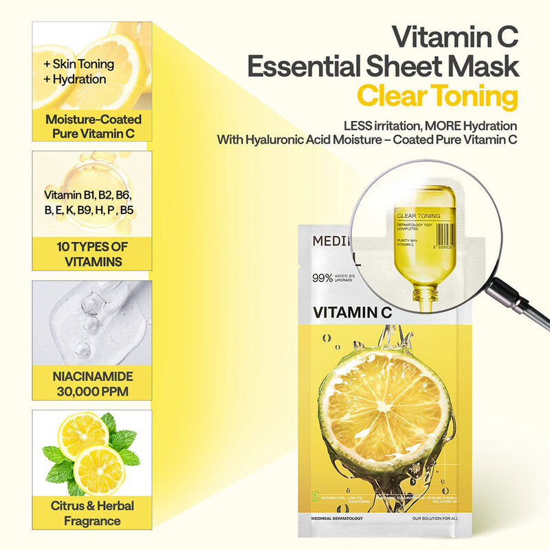 Mediheal Vitamin C Essential Mask Clear Toning [24ml (Pack of 10)