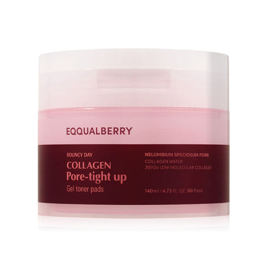 EQQUALBERRY Collagen Pore-Tight Up Gel Toner Pads 60 Pads: Gel toner pads from Equalberry that help tighten pores, leaving skin looking smooth, firm, and healthy.