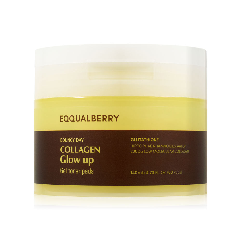 EQQUALBERRY Collagen Glow Up Gel Toner Pads (60 Pads) are gel toner pads that help reduce dullness and dark spots, revealing a beautiful, healthy-looking glow.