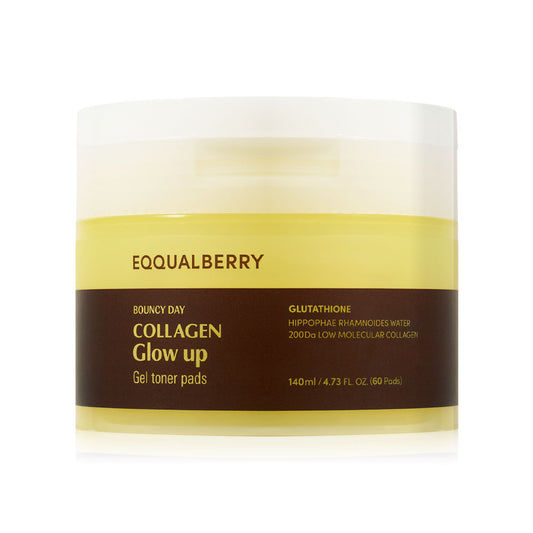 EQQUALBERRY Collagen Glow Up Gel Toner Pads (60 Pads) are gel toner pads that help reduce dullness and dark spots, revealing a beautiful, healthy-looking glow.