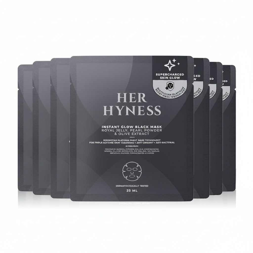 HER HYNESS Instant Glow Black Mask [25ml (Pack of 7)