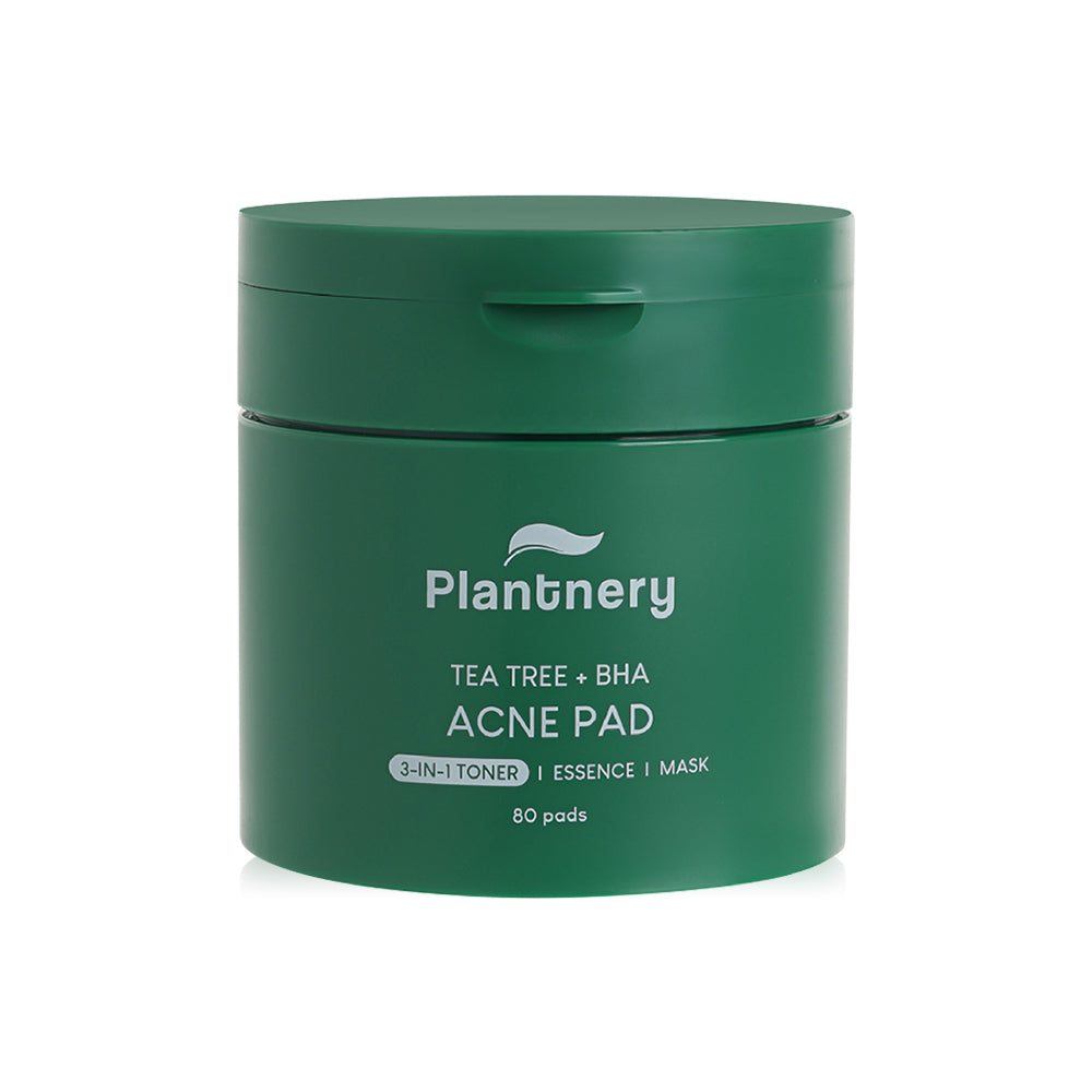Plantnery Tea Tree + BHA Acne Pad 80 Pads - Toner pads for acne-prone skin, Plantnery.