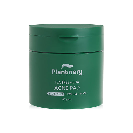 Plantnery Tea Tree + BHA Acne Pad 80 Pads - Toner pads for acne-prone skin, Plantnery.