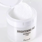 Parnell Niacinamide Rice Brightening Pads (80 Pads) are toners that help to even out skin tone, brighten the complexion, and give it a radiant glow.