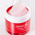 Parnell AHA Omija Ceramic Pads (60 Pads) are exfoliating toners that moisturize and smooth the skin.