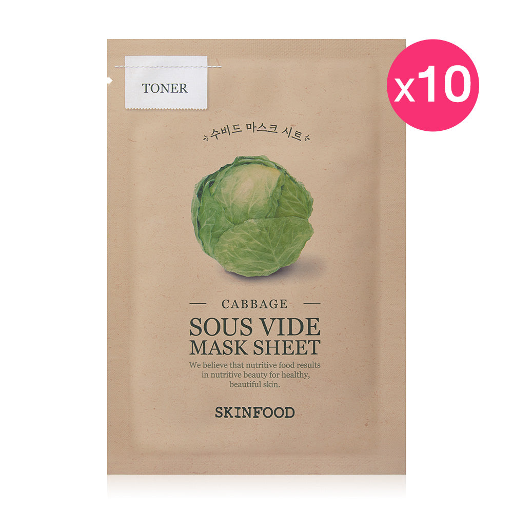 Skinfood Cabbage Sous Vide Mask Sheet [18g (Pack of 10)
