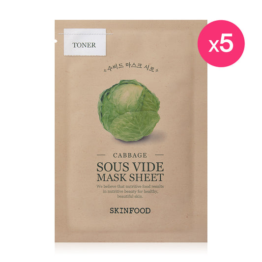 Skinfood Cabbage Sous Vide Mask Sheet [18g (Pack of 5)