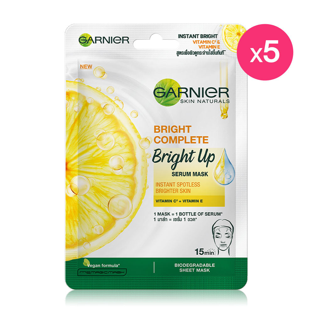 Garnier Skin Naturals Bright Complete Bright Up Serum Mask [28g (Pack of 5)