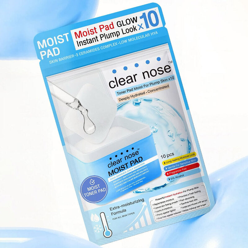 CLEAR NOSE Moist Pad Skin Barrier Daily Booster 10 Pads: Moisturizing pads from Clear Nose to boost skin hydration, locking in moisture 10x for refreshed, smooth, plump, and healthy-looking skin.