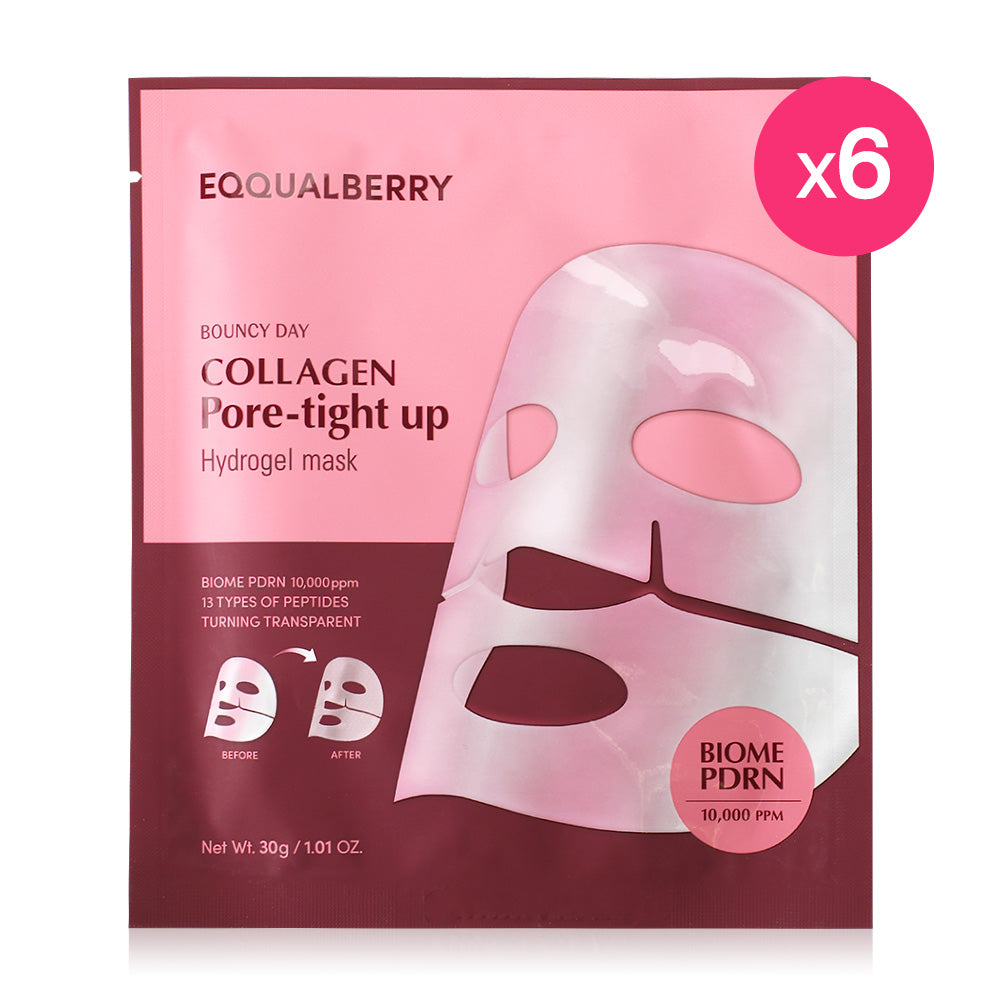 EQQUALBERRY Collagen Pore-Tight Up Hydrogel Mask [30g (Pack of 6)