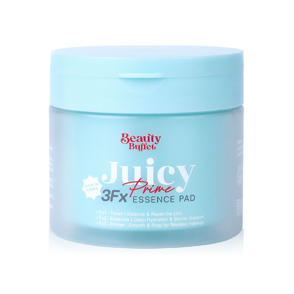 Beauty Buffet Juicy Prime 3Fx Essence Pad 80 Pads: 3-in-1 essence pads from Beauty Buffet that complete your skincare routine, revealing smooth, strong, and hydrated skin.