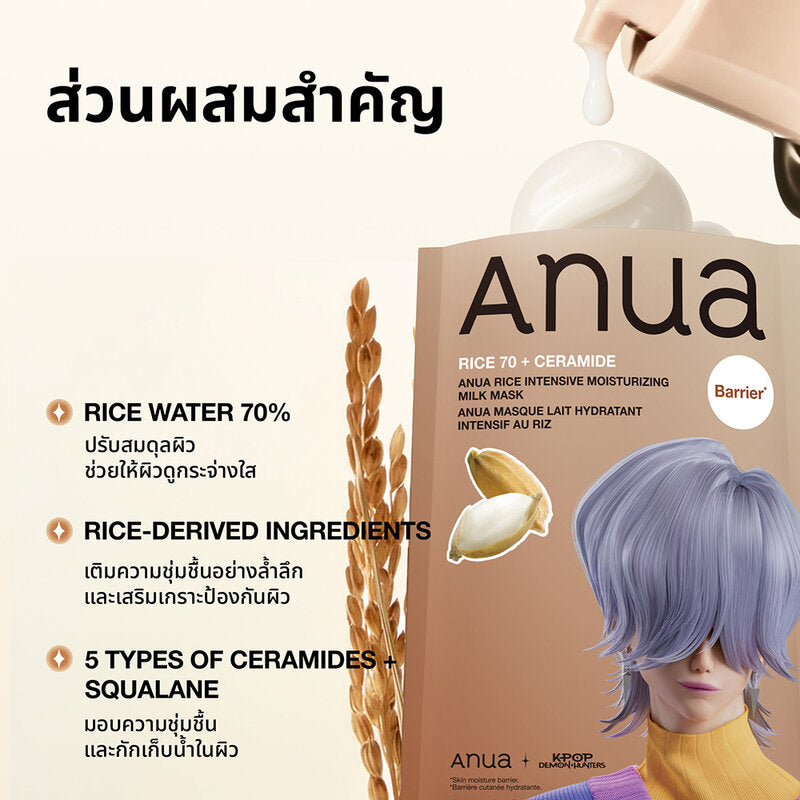 K-pop Demon Hunters X ANUA Rice Intensive Moisturizing Milk Mask 25ml