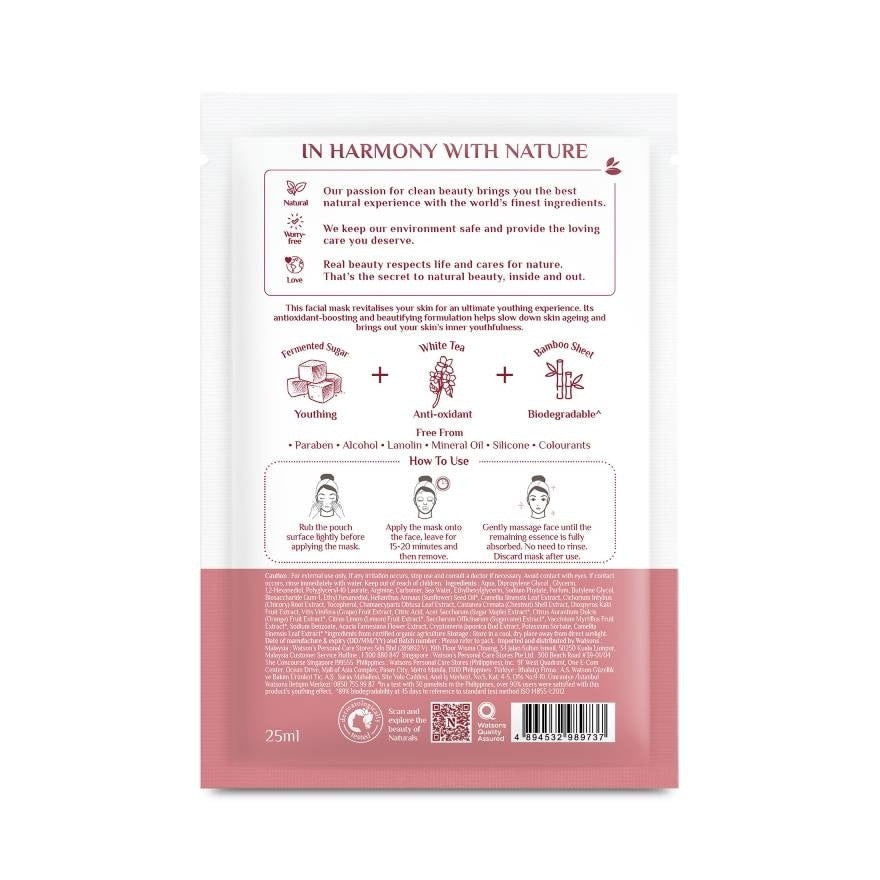 Naturals by Watsons True Natural Fermented Sugar White Tea Youthing Facial Mask 1she
