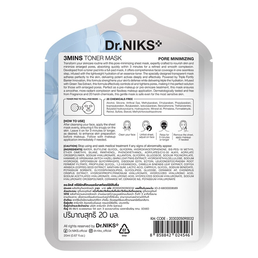 Dr.NIKS 3 Mins Toner Mask Pore Minimizing 1'S