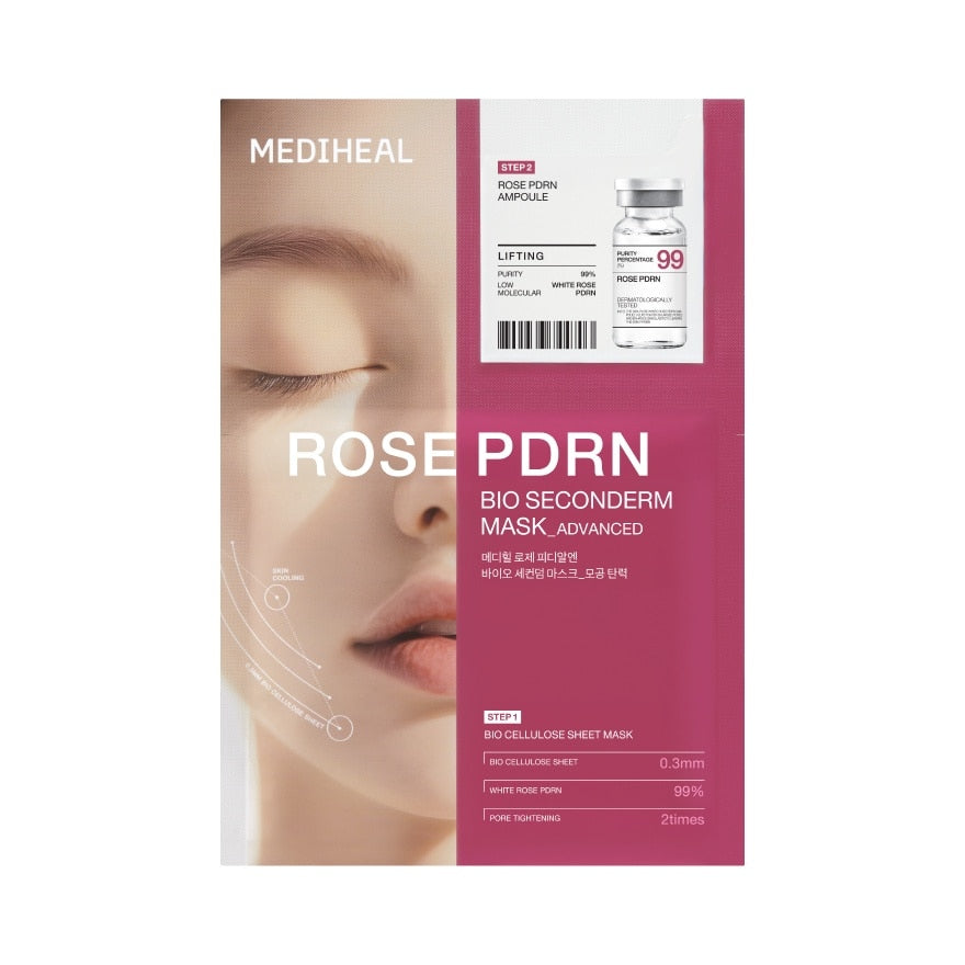 Mediheal Rose PDRN Bio Seconderm Mask Lifting 1'S+Ampoule 4 Ml.