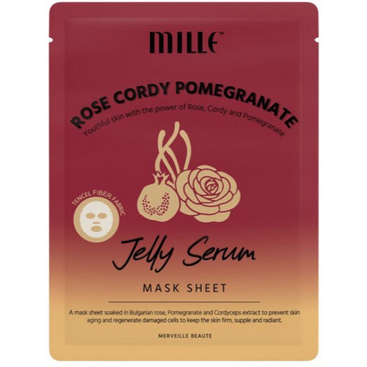 MILLE Rose Cordy Pomegranate Jelly Serum Mask Sheet