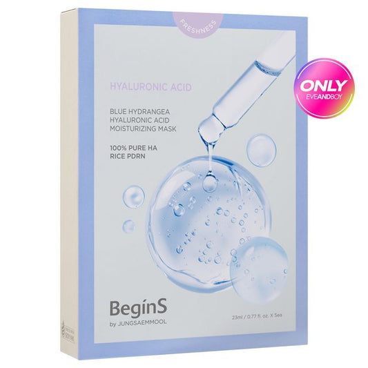 BEGINS BY JUNGSAEMMOOL Blue Hydrangea Hyaluronic Acid Moisturizing Mask (5P)
